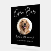 ペットドッグ結婚のオープンバードリンクカクテルブラック アクリルサイン (傾斜)