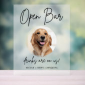 ペットドッグ結婚のオープンバードリンクカクテル曇り アクリルサイン (ニュートラル)