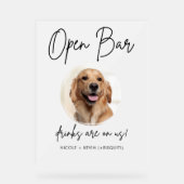 ペットドッグ結婚のオープンバードリンクカクテル曇り アクリルサイン (正面)