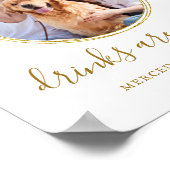 ペットドッグ結婚のオープンバーパーソナライズされた金ゴールド飲料 ポスター (角)