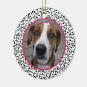 ペットドッグ記念シックフローラフォトクリスマス セラミックオーナメント (左)