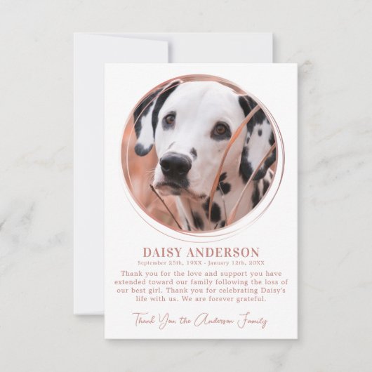 ペットドッグ記念バラカスタム金ゴールド写真悔やみや弔慰 サンキューカード (正面)