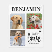 ペットドパーソナライズされたッグ愛人カスタム3 Photo Collage フリースブランケット (正面)