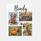 ペットドモダンッグ好きカスタマイズ4写真コラージュ フリースブランケット (正面)