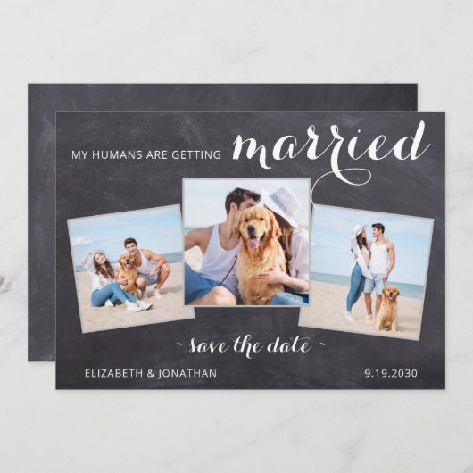 ペットド素朴グ結婚の写真パーソナライズされた3 セーブザデート (正面/裏面)