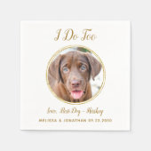 ペットド結婚ッグのIも撮カスタム影エレガント金ゴールド スタンダードカクテルナプキン (正面)