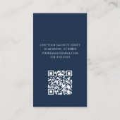 ペットネイビーブルーポープリントQRコードドッグウォーカー 名刺 (裏面)