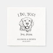 ペットネームゴールデンレトリバースケッチドッグ結婚ズ スタンダードカクテルナプキン (正面)