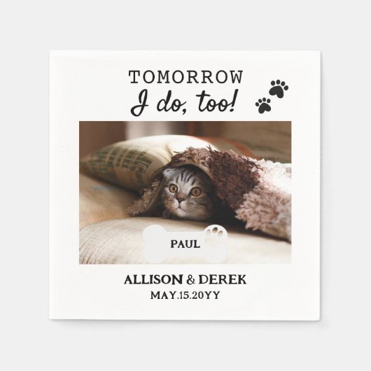 ペットネームドッグキャットフォトリハ結婚ーサルディナー スタンダードカクテルナプキン (正面)