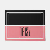 ペットネームパーソナライズされたピンクフード&ウォーターマット ドアマット (正面)