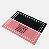 ペットネームパーソナライズされたピンクフード&ウォーターマット ドアマット (アングル)