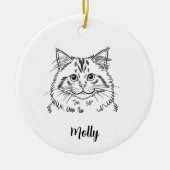 ペットネーム入り猫のクリスマス セラミックオーナメント (正面)