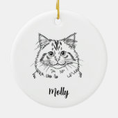 ペットネーム入り猫のクリスマス セラミックオーナメント (裏面)