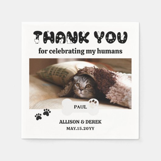 ペットネーム犬カスタム猫フォトズおもしろい結婚ス スタンダードカクテルナプキン (正面)