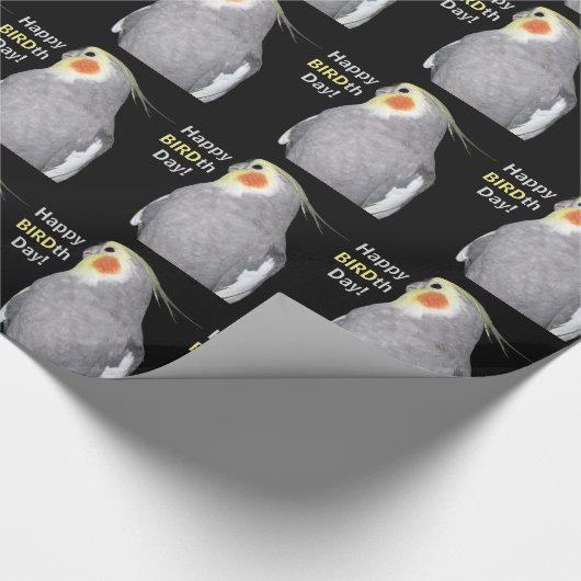 ペットバードコッカティエルフォトハッピーBIRDthデイ誕生日 ラッピングペーパー (角)