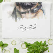 ペットパイロットパグカスタマイズ キッチンタオル (折り畳み)