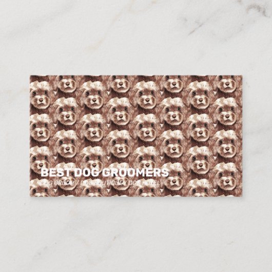 ペットパターンブラウンコッカースパニエル犬カールドッグ 名刺 (正面)
