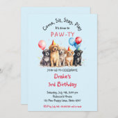 ペットパピードッグ誕生日ポーティ 招待状 (正面/裏面)