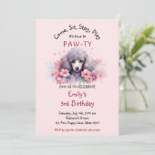 ペットパピープードルドッグ誕生日ポーティ 招待状 (スタンド正面)