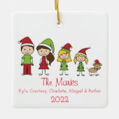 ペットパーソナライズされたと可愛いクリスマスキャラクター セラミックオーナメント (正面)