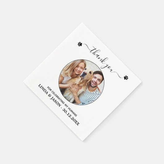 ペットパーソナライズされたの写真ありがとう犬のペット結婚ズ スタンダードカクテルナプキン (角)