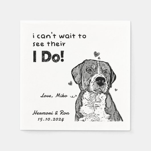 ペットパーソナライズされたの写真ありがとう犬結婚の スタンダードカクテルナプキン (正面)