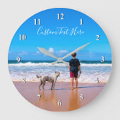 ペットパーソナライズされたの写真とカスタム文字時計 ラージ壁時計 (正面)