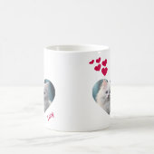 ペットパーソナライズされたの写真と名前とハート図形 コーヒーマグカップ (中央)