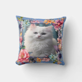 ペットパーソナライズされたの写真と名前のフローラフレーム クッション