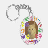 ペットパーソナライズされたの写真と名前の両面 キーホルダー (正面左)