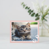 ペットパーソナライズされたの写真と名前カスタム付きポストカード ポストカード (スタンド正面)