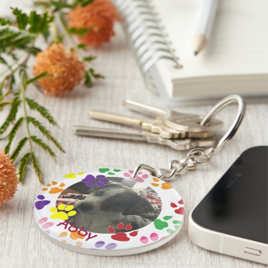 ペットパーソナライズされたの写真と名前 キーホルダー (正面右)