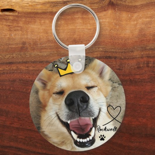 ペットパーソナライズされたの写真と名犬 キーホルダー (正面)