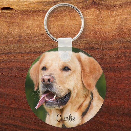 ペットパーソナライズされたの写真と文字犬の恋人 キーホルダー (正面)