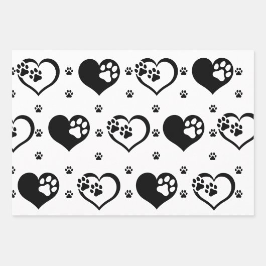 ペットパーソナライズされたの写真と補完の手のハート ラッピングペーパーシート (正面3)