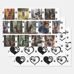 ペットパーソナライズされたの写真と補完の手のハート ラッピングペーパーシート