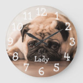 ペットパーソナライズされたの写真の名前 ラージ壁時計 (正面)