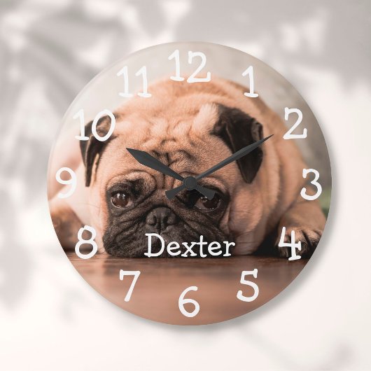 ペットパーソナライズされたの写真の名前 ラージ壁時計