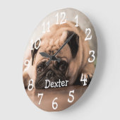 ペットパーソナライズされたの写真の名前 ラージ壁時計 (傾斜)