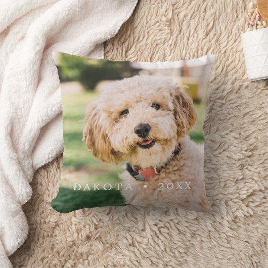 ペットパーソナライズされたの写真の名前（Plaid付き） クッション (ブランケット)