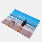 ペットパーソナライズされたの写真の書式設定名前をカスタムする ドアマット (アングル)