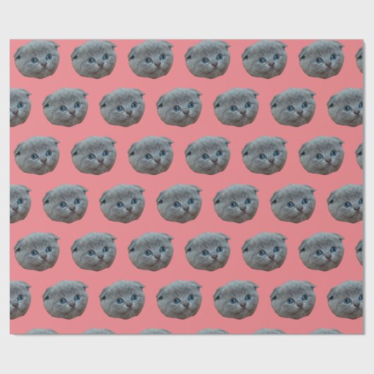 ペットパーソナライズされたの写真猫の子猫ピンク ラッピングペーパー (フラット)
