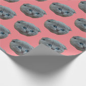 ペットパーソナライズされたの写真猫の子猫ピンク ラッピングペーパー (角)