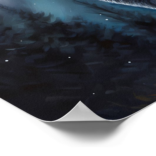 ペットパーソナライズされたの写真 オオカミが月で吠える ポスター (角)