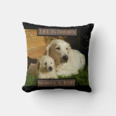 ペットパーソナライズされたの写真[Your Dog Here] Golden クッション (正面)