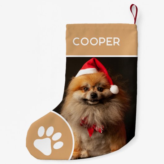ペットパーソナライズされたの名前と写真のシンプル スモールクリスマスストッキング (裏面)