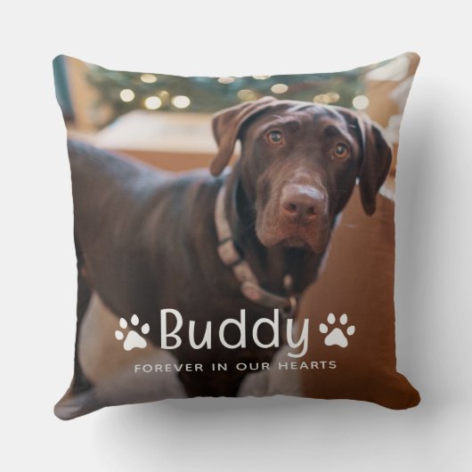 ペットパーソナライズされたの名前と写真カスタム記念碑 クッション (裏面)