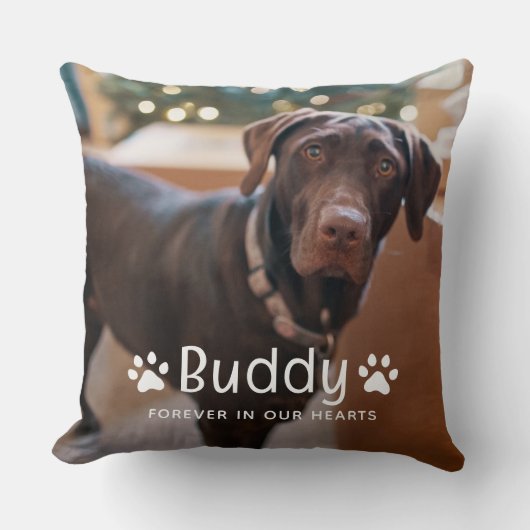 ペットパーソナライズされたの名前と写真カスタム記念碑 クッション (正面)