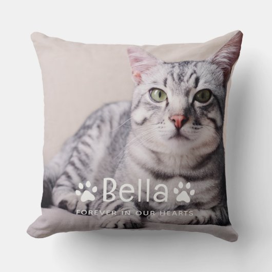 ペットパーソナライズされたの名前と写真カスタム記念碑 クッション (正面)