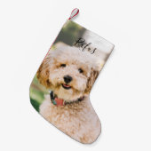 ペットパーソナライズされたの名前と写真 スモールクリスマスストッキング (正面 (吊り時))